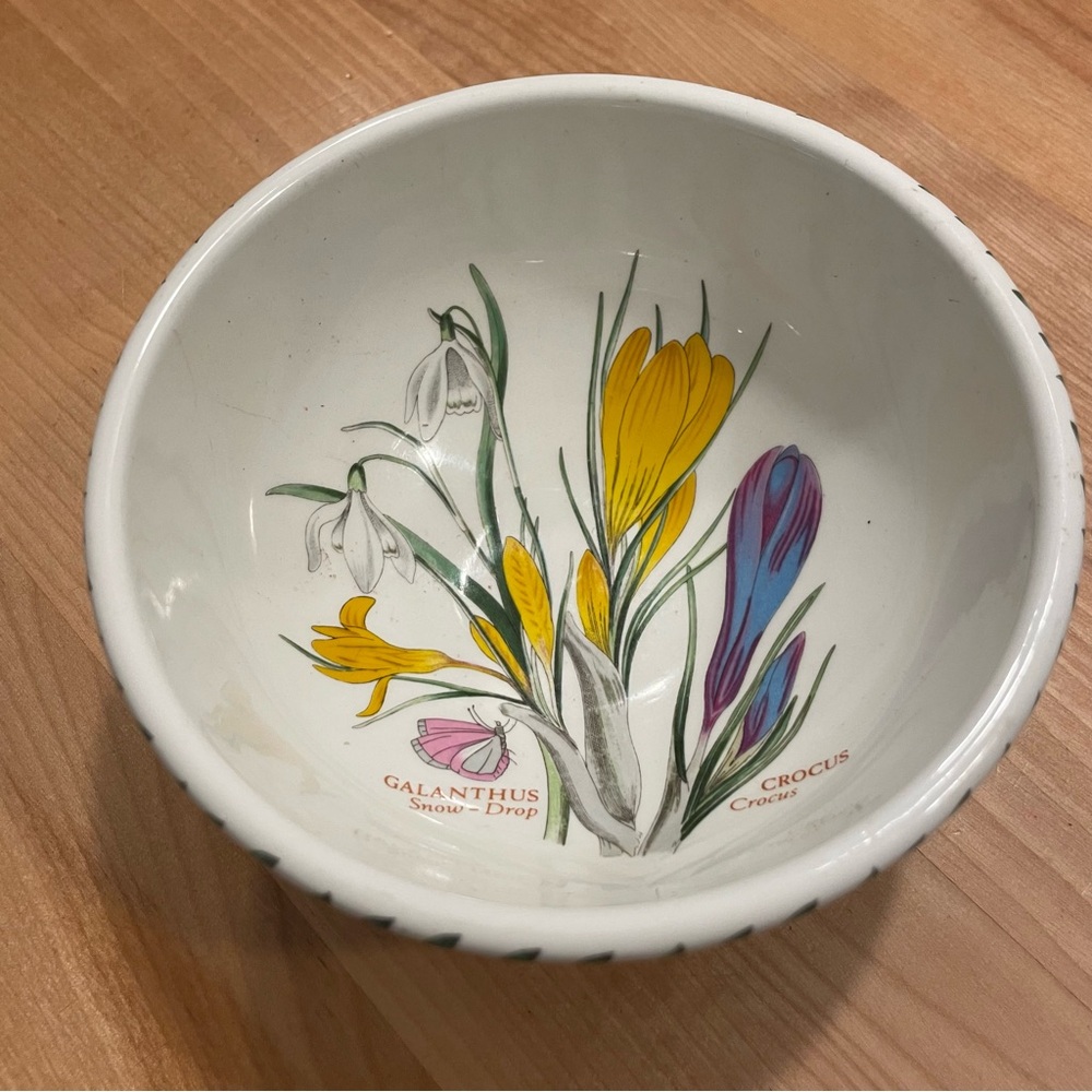 Portmeirion Ceramic Bowl with Yellow and Purple Crocus Design